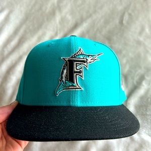 Florida Marlins fitted hat with 1997 World Series side patch